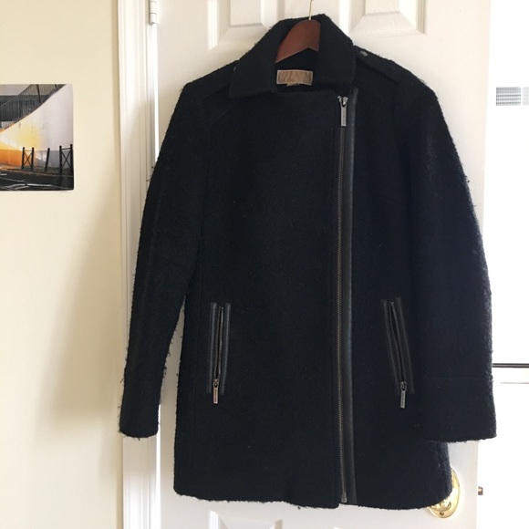 Michael Kors black wool moto jacket coat - Picture 7 of 7